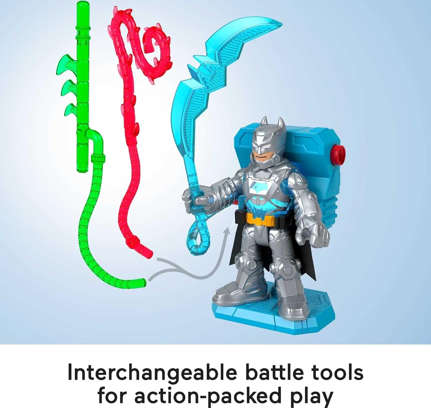 image:imageFisherPrice Imaginext DC Super Friends Preschool Toys Batman Battle Multipack 9Piece Figure Set with LightUp Backpack for Ages 3 Years