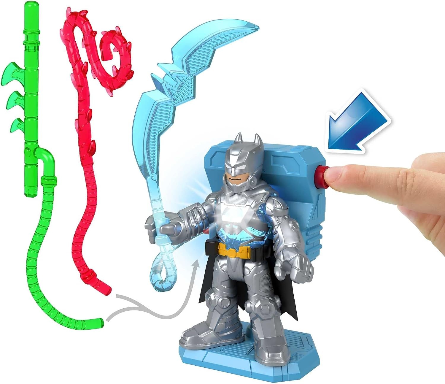 image:imageFisherPrice Imaginext DC Super Friends Preschool Toys Batman Battle Multipack 9Piece Figure Set with LightUp Backpack for Ages 3 Years
