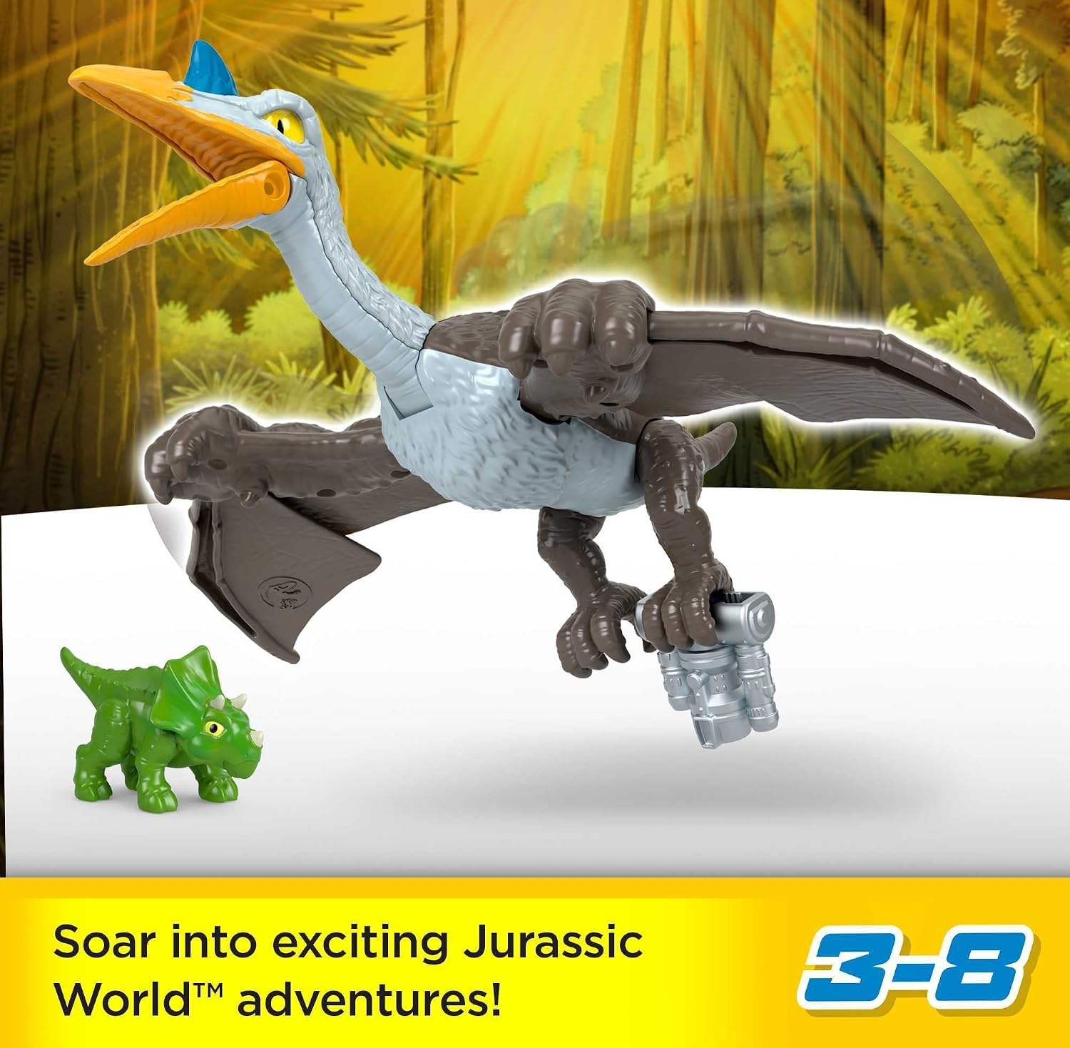 image:imageFisherPrice Imaginext Jurassic World Dinosaur Toy Soaring Quetzal Figure Set for Pretend Play Preschool Kids Ages 3 Years
