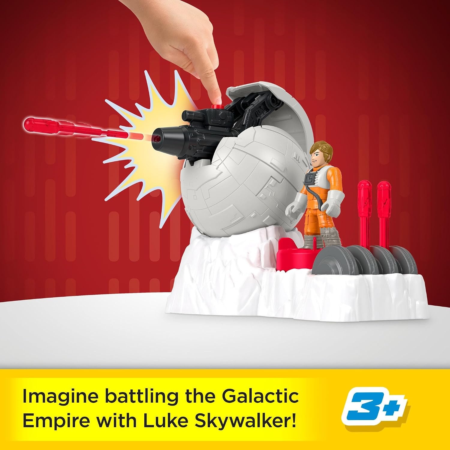 image:imageFisherPrice Imaginext Star Wars Toys Rebel Base Cannon Launcher with Luke Skywalker Metal Character Key for Kids Ages 3 Years
