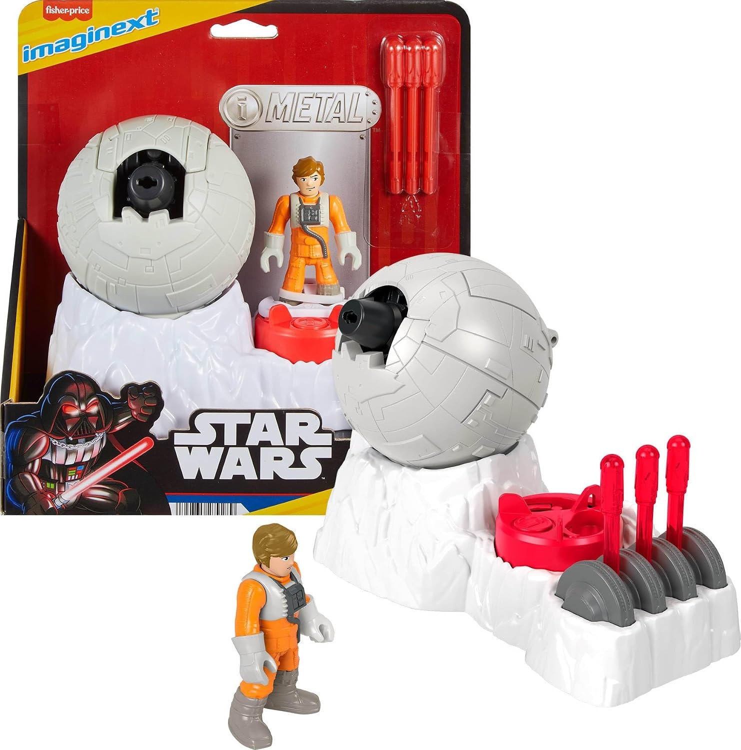 image:imageFisherPrice Imaginext Star Wars Toys Rebel Base Cannon Launcher with Luke Skywalker Metal Character Key for Kids Ages 3 Years