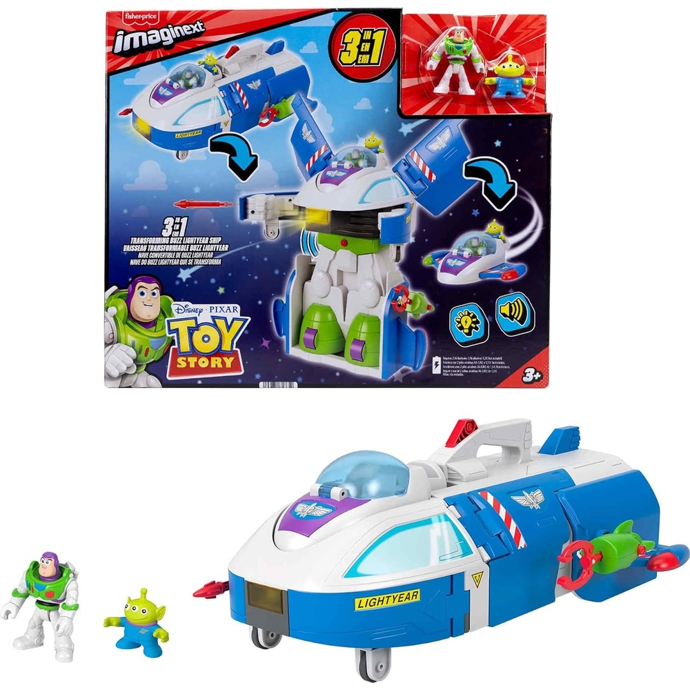 image:imageFisherPrice Imaginext Transforming Buzz Lightyear Ship Toy Vehicle with Lights Sounds3inch Action Figures Launcher and Projectiles