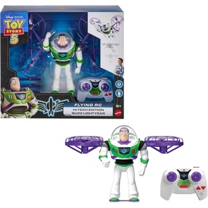 Mattel Disney and Pixar Toy Story 5 Flying RC, Hi-Tech Edition Buzz Lightyear Remote Controlled Electronic Split Wing Space Ranger