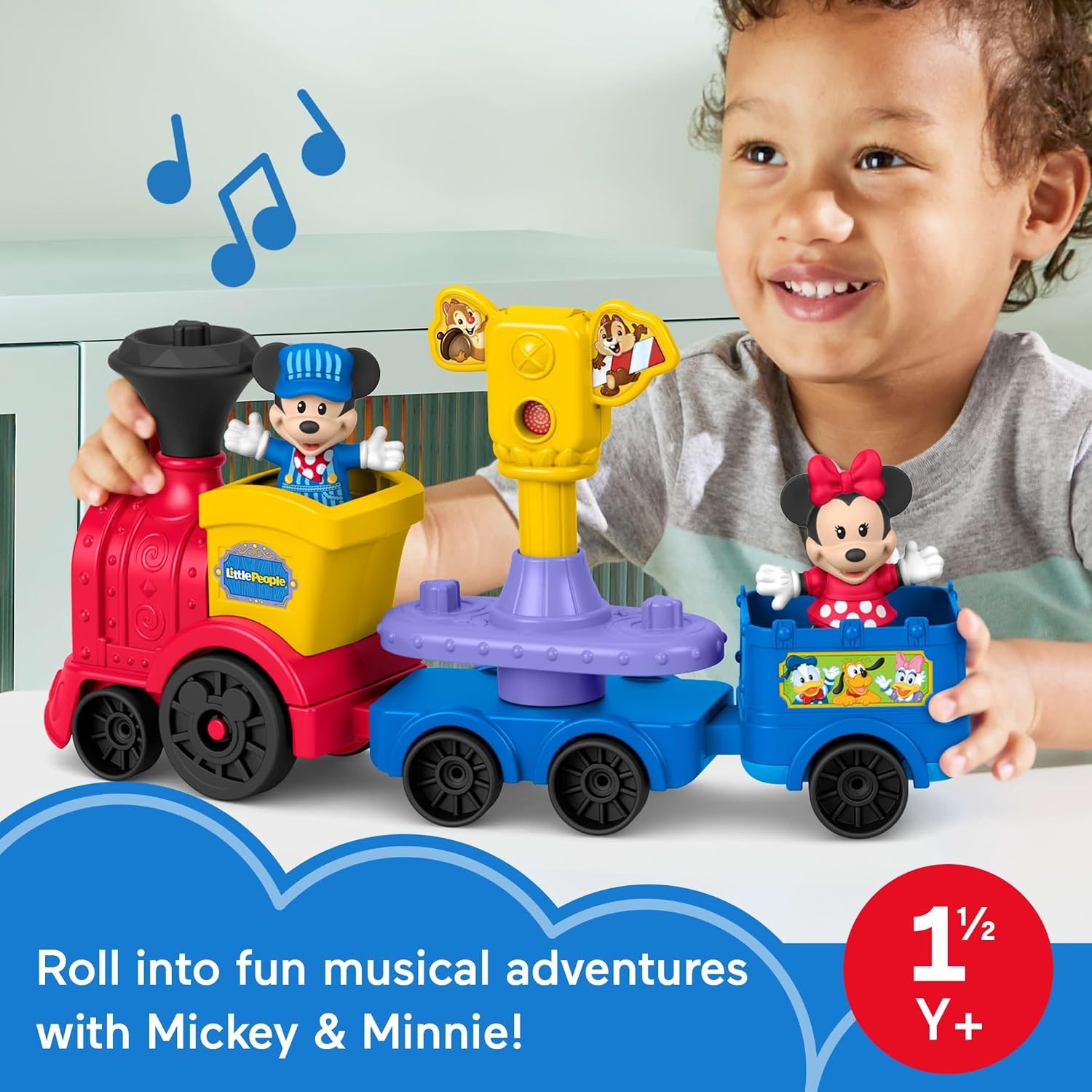 image:imageFisherPrice Little People Toddler Toy Disney Jr Mickey amp Minnie Musical Train with 2 Figures for Pretend Play Kids Ages 18 Months