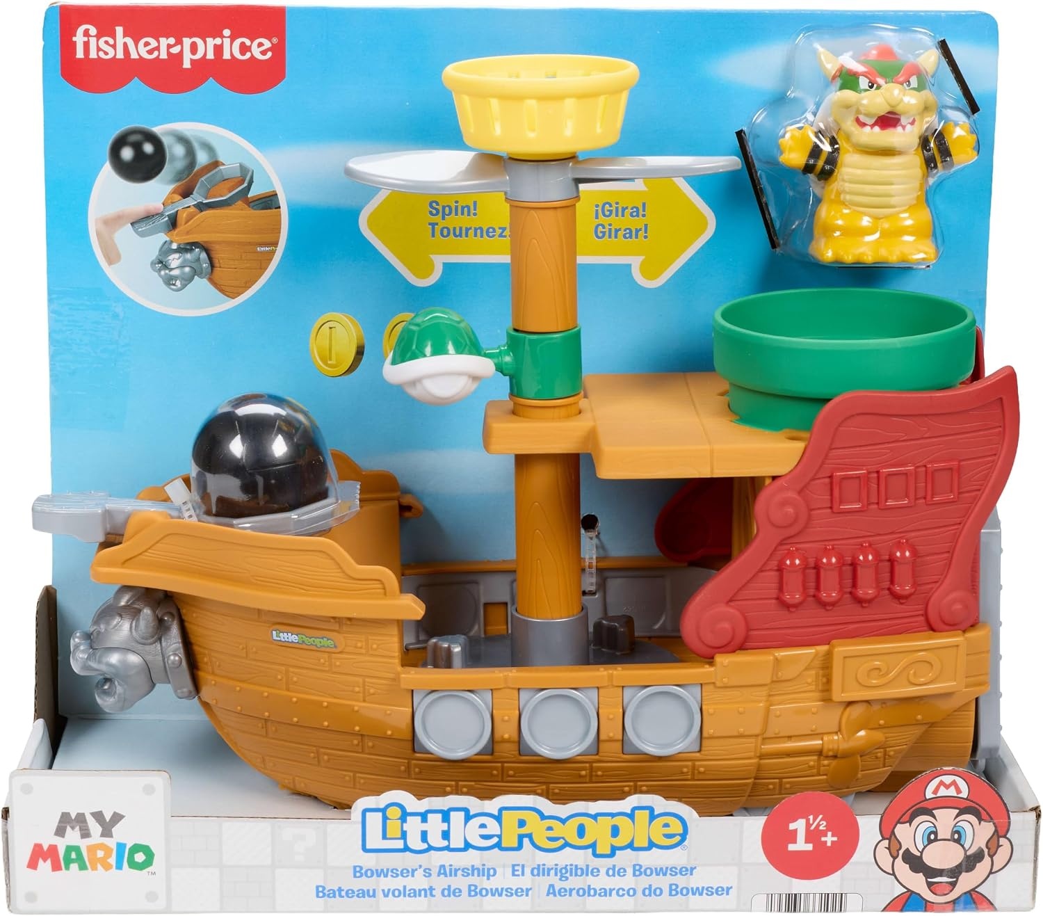 image:imageFisherPrice Little People Toddler Toy My Mario Bowsers Airship Playset with Figure for Preschool Pretend Play Kids Ages 18 Months