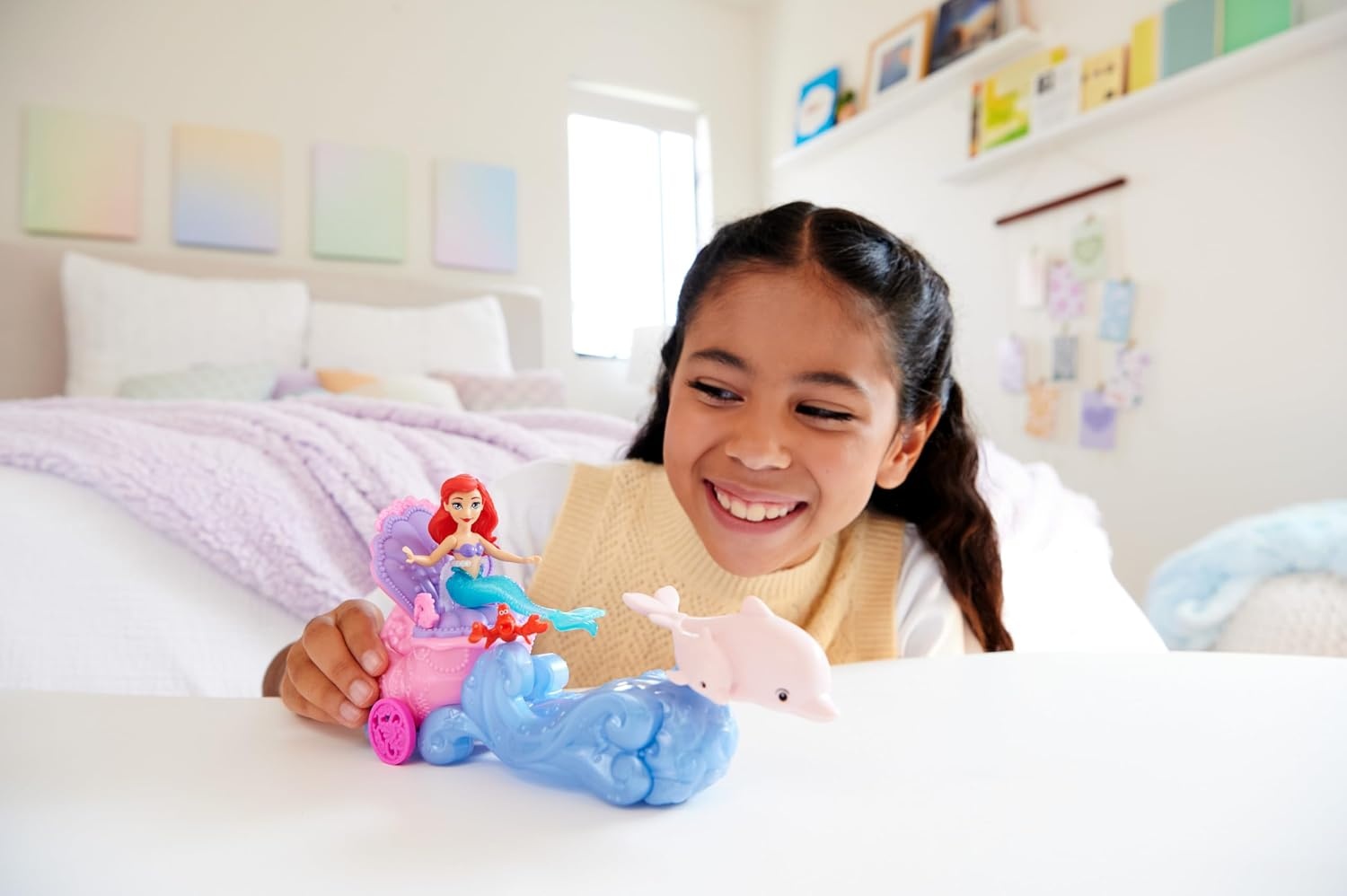image:imageMattel Disney Princess Ariel Mermaid Small Doll amp Rolling Chariot Vehicle with 1 Friend Figure Inspired by Mattel Disney Movie