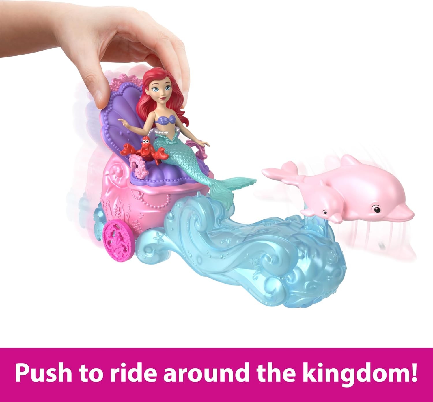 image:imageMattel Disney Princess Ariel Mermaid Small Doll amp Rolling Chariot Vehicle with 1 Friend Figure Inspired by Mattel Disney Movie